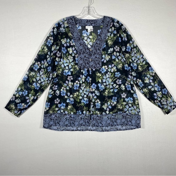 J. Jill Tops - J.Jill Tunic Blouse Floral Cottagecore Bohemian Lightweight Medium Relaxed Fit‎